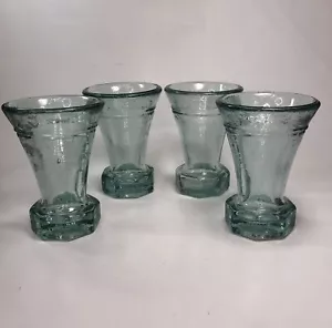 Recycelte Gläser Achteck Basis Apfelwein Trinken Weinglas 8oz Grün Strukturiert Set 4 - Bild 1 von 9