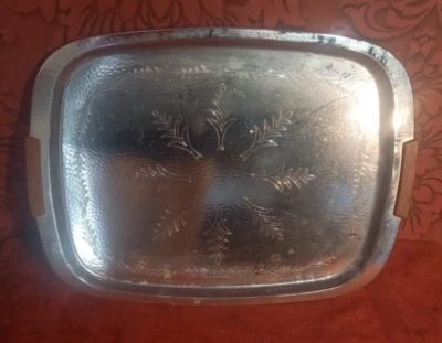 Large Chrome Plated  Rec Serving Tray Platter Cake, Drinks,sweets,gift - Image 1 of 4