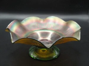 Pumpkin Marigold Greek Key & Scales Dome Footed Glass Bowl by Northwood c1909 - Picture 1 of 8