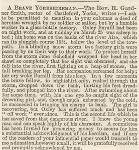 Héroe Yorkshireman 1901 Oxley Burnill rescata a Jane Scholfield del río Aire - Imagen 1 de 1