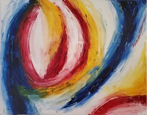 abstract contemporary oil canvas original 16x20 Amanda Norman Primaries at Play - Picture 1 of 3