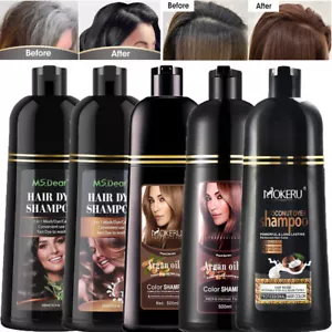Mokeru Instant Hair Color Dye Shampoo Natural Coconut Argan Oil Permanent 500ml - Picture 1 of 43