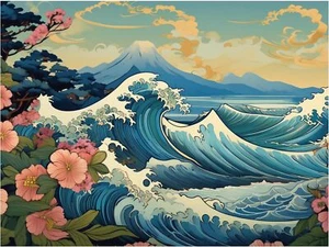 Mural Azulejo Japón Mar Grandes Olas Decoración del Hogar Cocina Baño Arte de Pared Salpicadero - Imagen 1 de 16