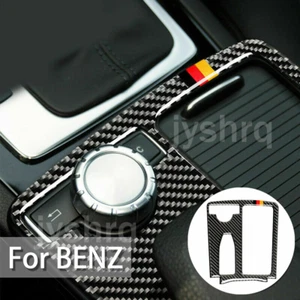 For Mercedes Benz C E Class W204 W212 Carbon Console Panel Cover Sticker Trim  - Picture 1 of 8