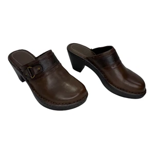 Zapato Mujer Talla 7M Marrón Estilo Mula Cuero Superior Tooled Tira por Mountain Sole - Imagen 1 de 9