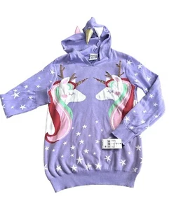 NWT Youth Girl Unicorn Hooded Sweater size  XL 14/16 - Picture 1 of 3