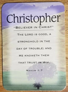 Christopher "Believer in Christ" Keepsake Name Card - Confirmation Birthday - Picture 1 of 1