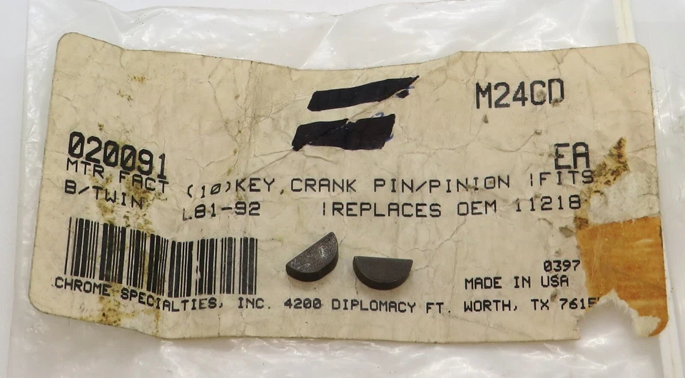 020091 Chrome Specialties Pinion Crank Pin Keys (set of 2) for Harley FXD FXR XL - Image 1 of 1