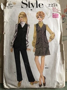 Style Vintage 2274 Ladies Dressmaking pattern Size 10 Used Cut - Picture 1 of 2