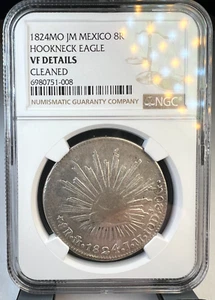 1824 Mo JM Mexico 8 Real, 8R, HOOKNECK, KM# A 376.4, NGC VF - Picture 1 of 4