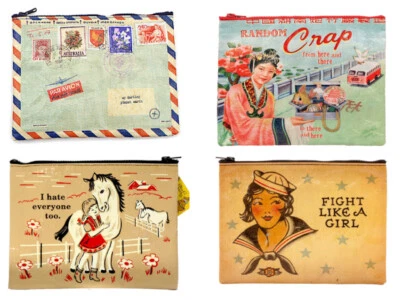 The Best of Blue Q! Medium Zipper Pouch 7"x9" Carry-on Vehicle Docs Organize