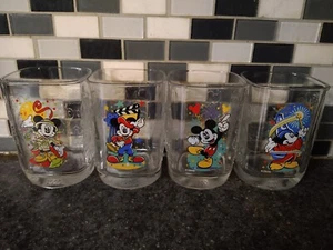 MCDONALDS DISNEY DRINKING GLASS CUP 2000 MICKEY MOUSE EPCOT MAGIC KINGDOM ALL 4 - Picture 1 of 4
