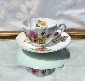 Bone China Shelley Begonia Floral Cup and Saucer England I3427 - Picture 1 of 8