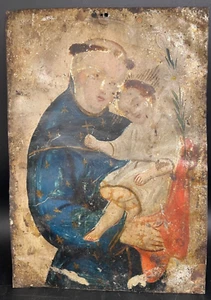 Spanish Colonial Mexican Retablo Painting on Tin 7" x 10" - Picture 1 of 6