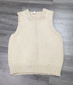COS Hand Knitted Thick Structured Sleeveless Sweater Neutral Beige Cotton Size S - Picture 1 of 11