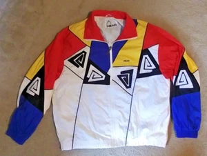 Vintage 80's 90's Head Sportswear Zip Up Lined Windbreaker Colorful Size Large - Picture 1 of 16