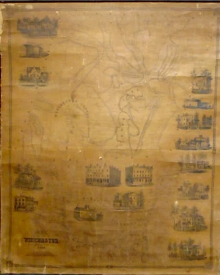 E.M. Woodford MAP OF WINCHESTER, LITCHFIELD COUNTY CT 1852 Very Good 47x37 - Image 1 of 4