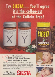 1959 Siesta Coffee: Coffee Est of the Caffein Free Vintage Print Ad - Picture 1 of 1