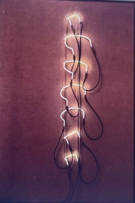 Bruce Nauman "Modelo de Neon da Mão Esquerda do Corpo" Arte Moderna Americana 35mm Slide - Imagem 1 de 3