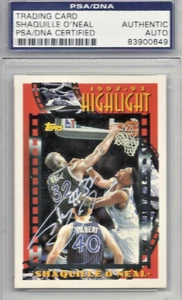SHAQUILLE O'NEAL 1992-93 Topps ROOKIE CARD #3 "HIGHLIGHT" Autographed Signed - Picture 1 of 3