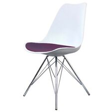 Fusion Living Soho Plastic Dining Chair | White & Purple with Chrome Metal Legs