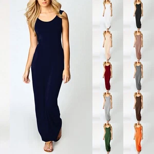 Women’s Sexy Tank Top Maxi Long Dress Solid Casual Sleeveless Summer Beach Dress - Picture 1 of 57