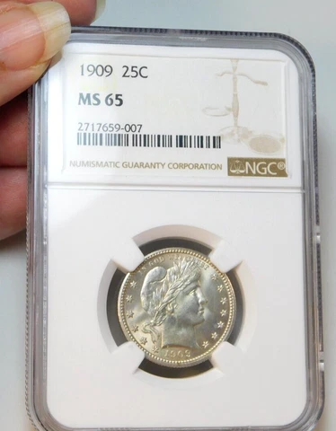 SPECTACULAR 1909 - P MS65 NGC BARBER QUARTER - SHOULD BE REGRADED!!!!!!!!!!!! ⭐⭐ Cover