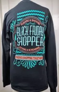 Gildan Camicia Nera Manica Lunga Black Friday Shopper Taglia S - Foto 1 di 4