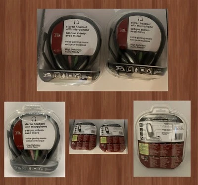 JUEGO DE 2 auriculares estéreo con cancelación de ruido Cyber Acoustics AC-201 con micrófono de 3,5 mm nuevos en caja Foto 1 de 4