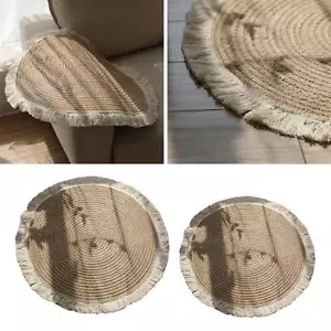 Natural Jute Indoor Area Rug Washable Woven Tassel Design - Picture 1 of 7