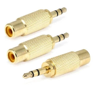 Adaptador de audio estéreo macho RCA 3 piezas hembra a 3,5 mm 1/8" conector chapado en oro F/M - Imagen 1 de 1