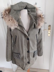Toller Blonde No. 8 Parker Jacke mit echten pelz Fuchs Raccoon Größe 36 - Bild 1 von 14