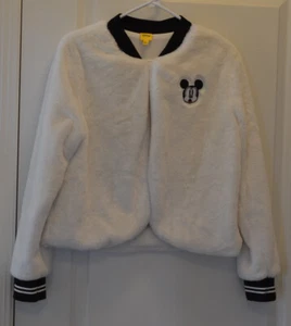 Girls Disney Mickey Mouse Faux Fur White Jacket Size Large - Picture 1 of 5