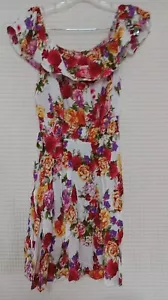 Womans Summer Floral Off Shoulder Dress A Line Swing Party Size Medium NWT - Picture 1 of 8