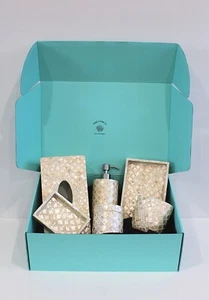 6-Piece Mother of Pearl Bathroom Set, Unique Gift For Wedding, House Warming - Picture 1 of 7