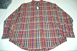 Roundtree & Yorke Herren Karo Button Down Kragen Langarm Rot Größe L Neu mit Etikett - Bild 1 von 6