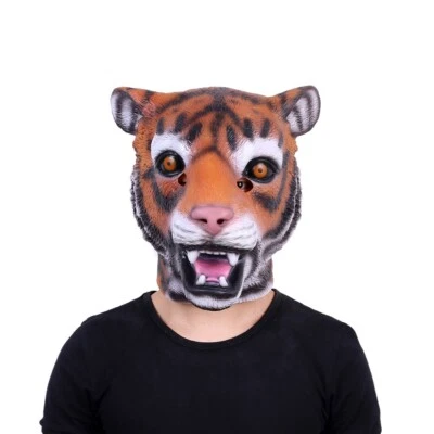Animal Tiger Head Latex Mask Movie Fancy Dress Cosplay Props - Image 1 of 4