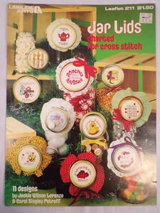 Leisure Arts Jar Lids 11 Designs Leaflet 211 Cross Stitch Pattern - Picture 1 of 1
