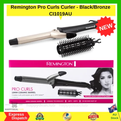 Remington 19mm Pro Curls Ceramic Hair Wand Styling Curler/Curling Iron Black NEW - image 1 of 4