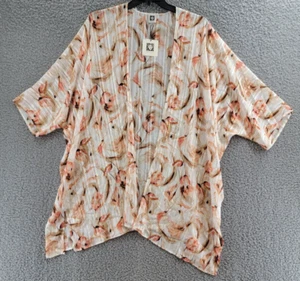 Anne Klein Printed Open-Front Kimono Cardigan Women's L/XL Multi Long Sleeve - Picture 1 of 13