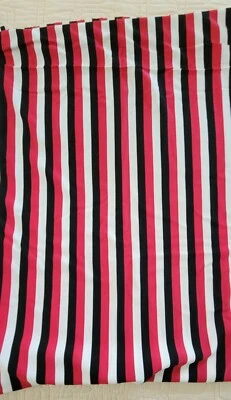 VINTAGE 1960s-1970'S ~  Red Black White stripe  Mod  Knit  FABRIC  Hippie  70in - Image 1 of 4