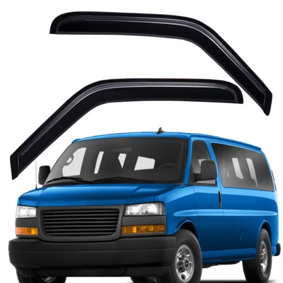 Tape-on Window Visor Sun Rain Guards for Chevy Express GMC Savana 1500 2500 3500 Foto 1 de 4