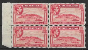 GIBRALTAR SG123 1938 1½d CARMINE p14 BLOCK OF 4 MTD MINT - Picture 1 of 1