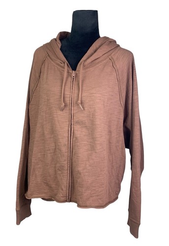 UNDERCOVER Felpa con cappuccio e zip intera marrone ROSA Victorias Secret nuova con etichetta taglia 2XL