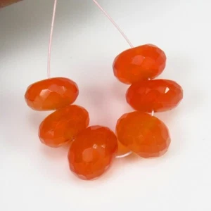 16.87 Ct Natural Fanta Orange Carnelian 6 Round Faceted Beads-A2138 - Picture 1 of 2