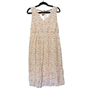 NWT Isabel Maternity Orange Cream Tie Dye Sleeveless Midi Dress Ruffle Hem Lined - Picture 1 of 10