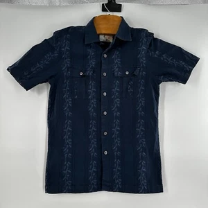 Tommy Bahama Junior 17% Seide Hemd Kurzarm Small Blau Blumen Hawaii - Bild 1 von 12