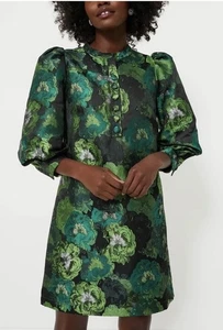Nuevo con etiquetas Vestido Pomander Place Pomander Place Verde Jacquard Samantha Pequeño - Imagen 1 de 8