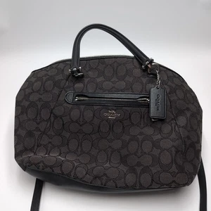Coach 2way F1981-58875 black gray signature shoulder bag canvas leather - Picture 1 of 11
