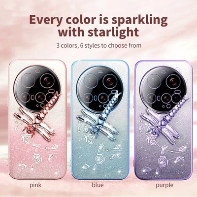 For Xiaomi 15 Ultra, Fashion Bling Glitter Butterfly Stand Soft Clear Cover Case - Image 1 of 4
